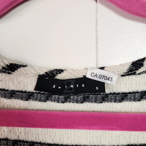 Saints Textured Black White Stripe Maxi Dress Sleeveless Bodycon Womens Sz Small - Picture 6 of 10